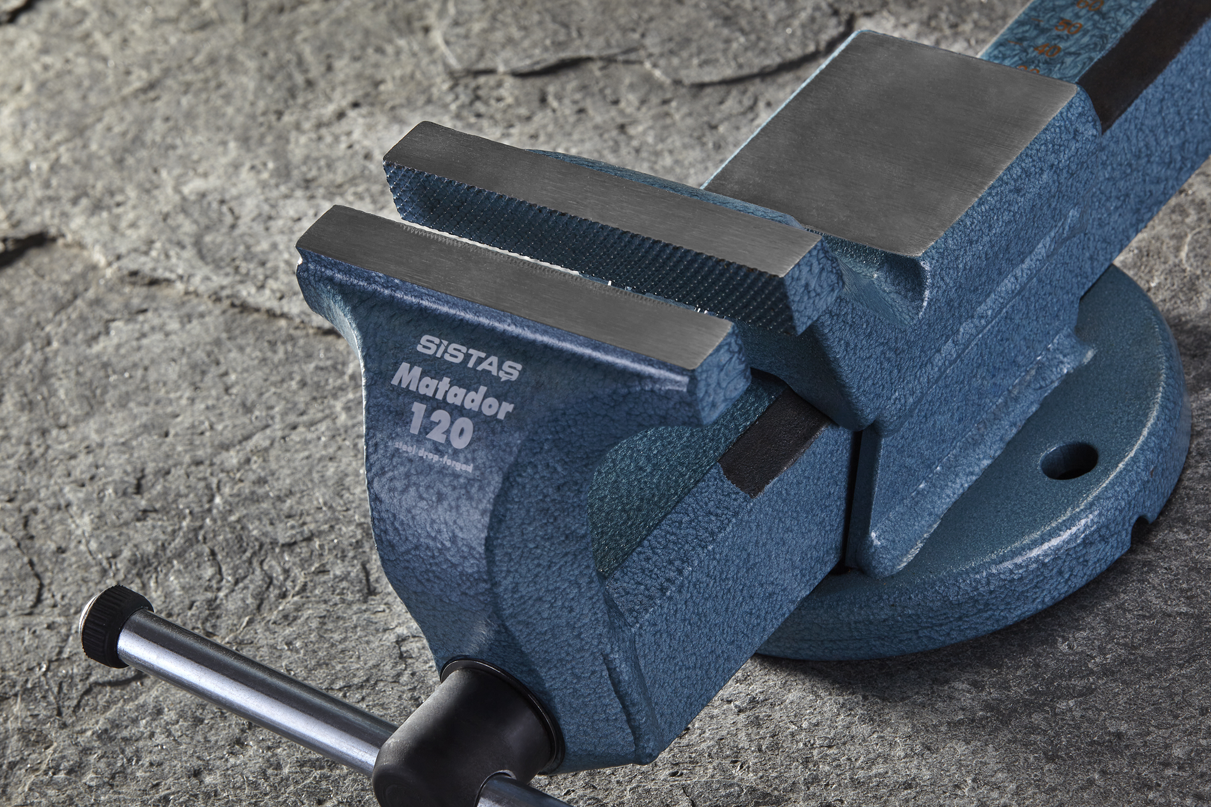 SISTAS Matador 120 Schmiedeschraubstock - Blau, geschmiedeter Stahl